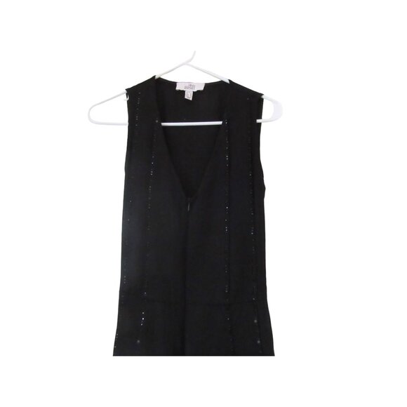Badgley Mischka Black Wide Legged Beaded Jumpsuit w Tie Back & Zip in Size 6 - Picture 2 of 7